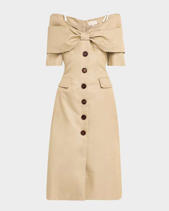 Bow Off-Shoulder Midi Dress